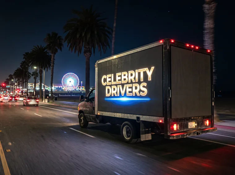 LED billboard truck on Ocean Avenue in Santa Monica